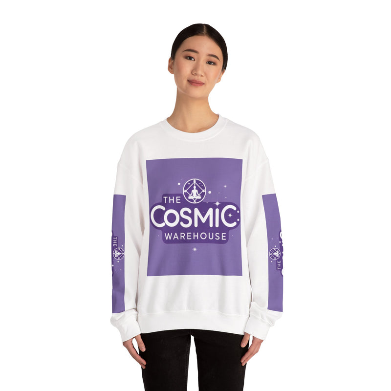 The Cosmic Warehouse Crewneck Sweatshirt — Retro Space Logo Pullover